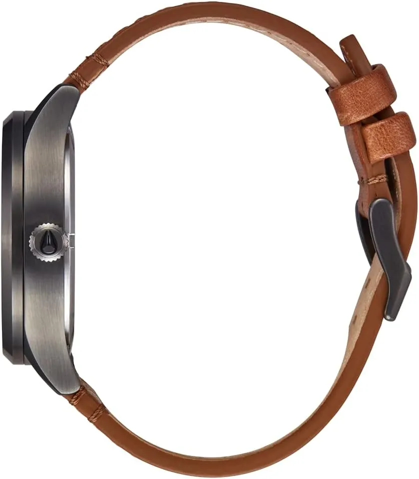 NIXON Sentry Solar A1347-100m Water Resistant Stainless Steel Solar Powered Analog Watch (40 mm Watch Face, 20-18 mm Custom Tapered Genuine Leather Band)