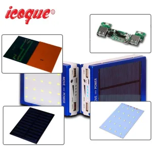 No Battery 10000mah Power Bank Solar 5x 18650 Case DIY Box Powerbank Dual USB Flashlight Phone Charger Power Pover Bank 20000