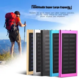 (No Battery)Power Bank Case DIY Kit 10000mAh Dual USB Metal Portable Mobile Phone Fast Charging Solar Power Bank Case Shell