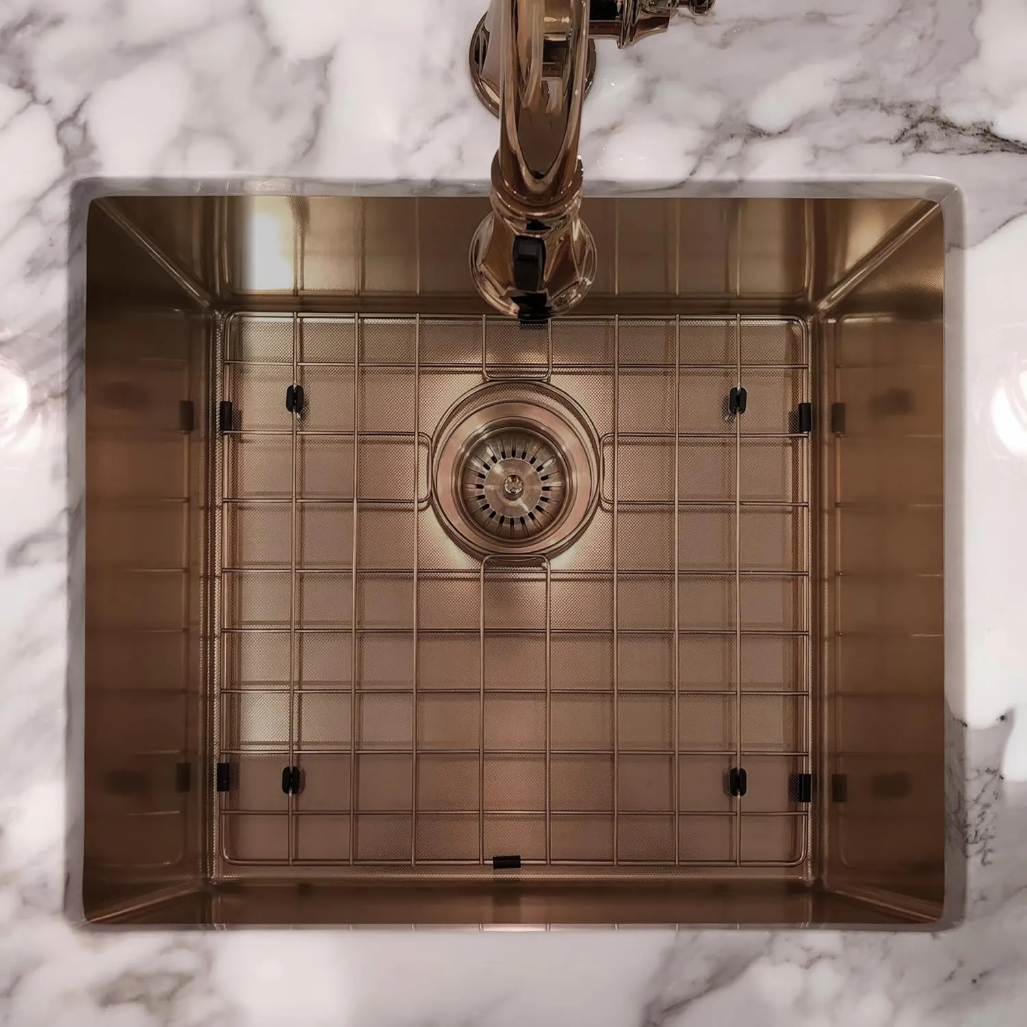 Noah Plus 16 gauge Single Bowl Linen Textured Dual-Mount Sink Set (Copper, 18" Square)