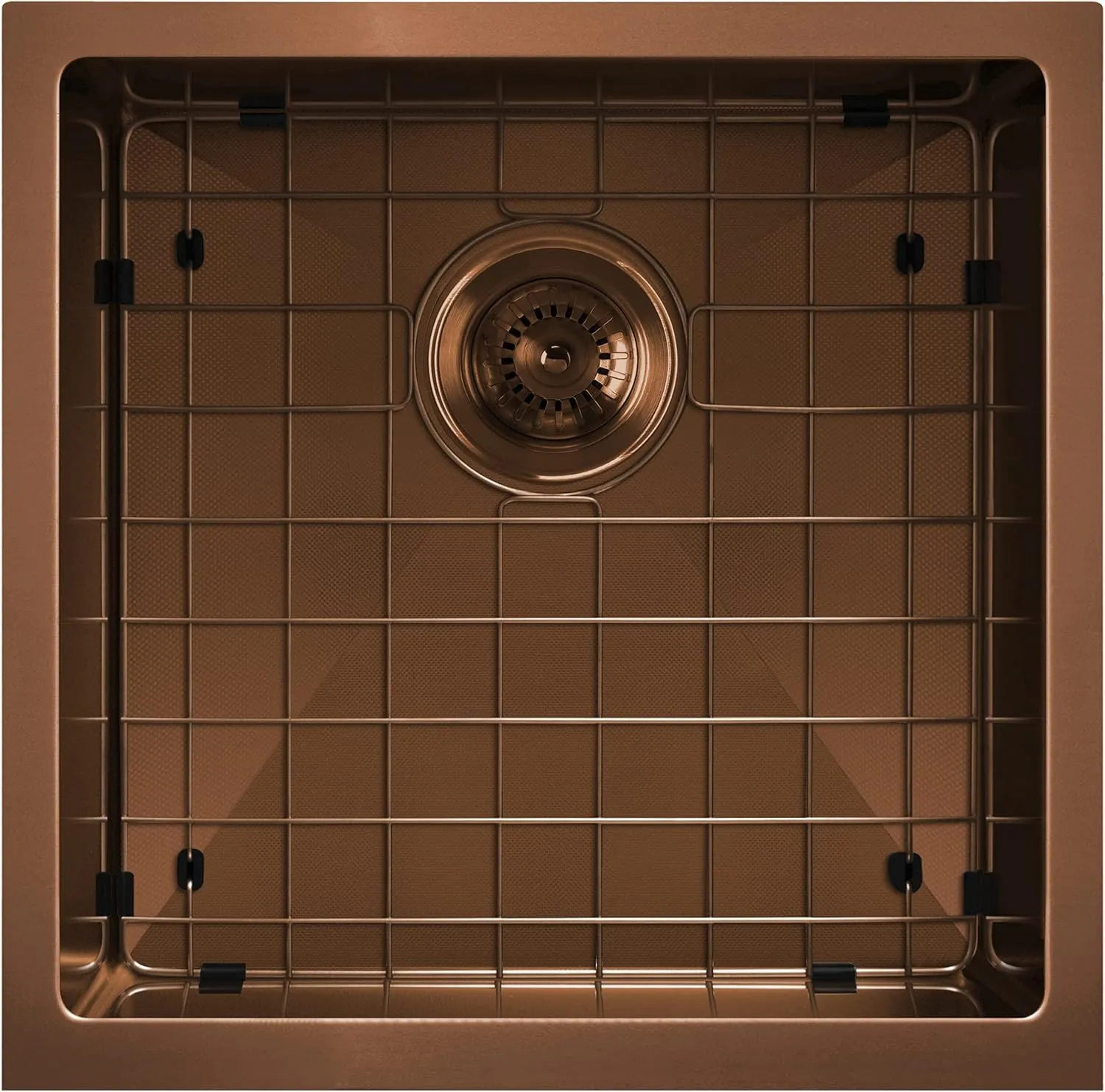Noah Plus 16 gauge Single Bowl Linen Textured Dual-Mount Sink Set (Copper, 18" Square)