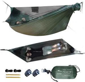 NomadNest 11ft Camping Hammock with Net and Ridge Rope, Detachable Full-Open Mesh, Lightweight Portable Hammocks for Camping Hiking Backpacking