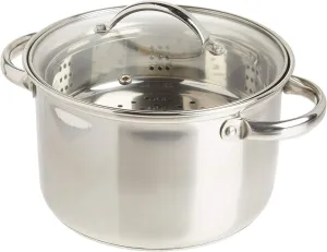 Norpro 4-Quart Steamer Cooker, 3 Piece Set, Stainless Steel