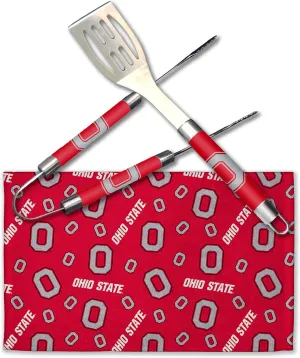 NORTHWEST NCAA 3 Piece BBQ Grill Set - Spatula, Tongs and Towel, Scatter Print