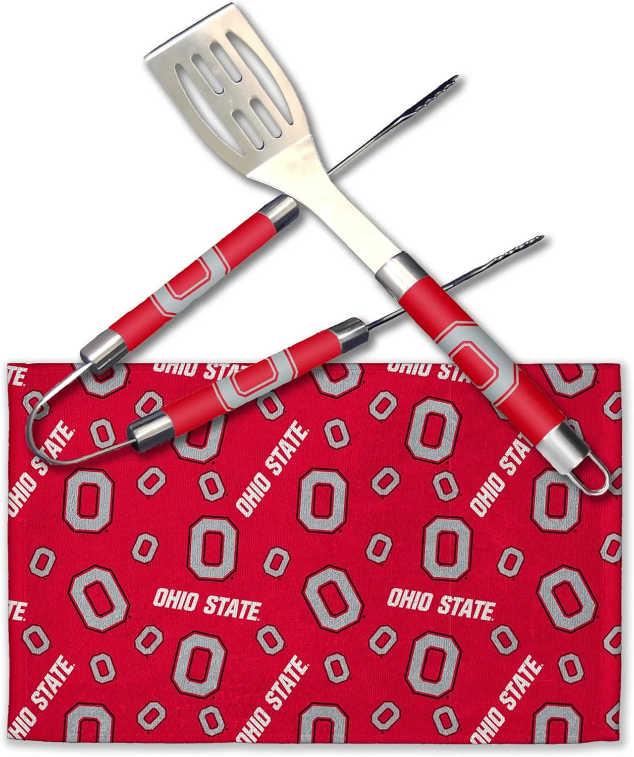 NORTHWEST NCAA 3 Piece BBQ Grill Set - Spatula, Tongs and Towel, Scatter Print