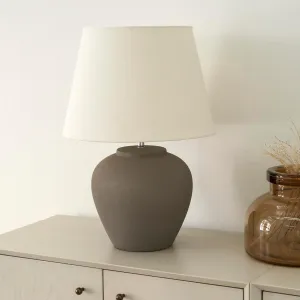 Nourison 20" Brown Ceramic Pot Table Lamp for Bedroom, Living Room, Console, Entryway
