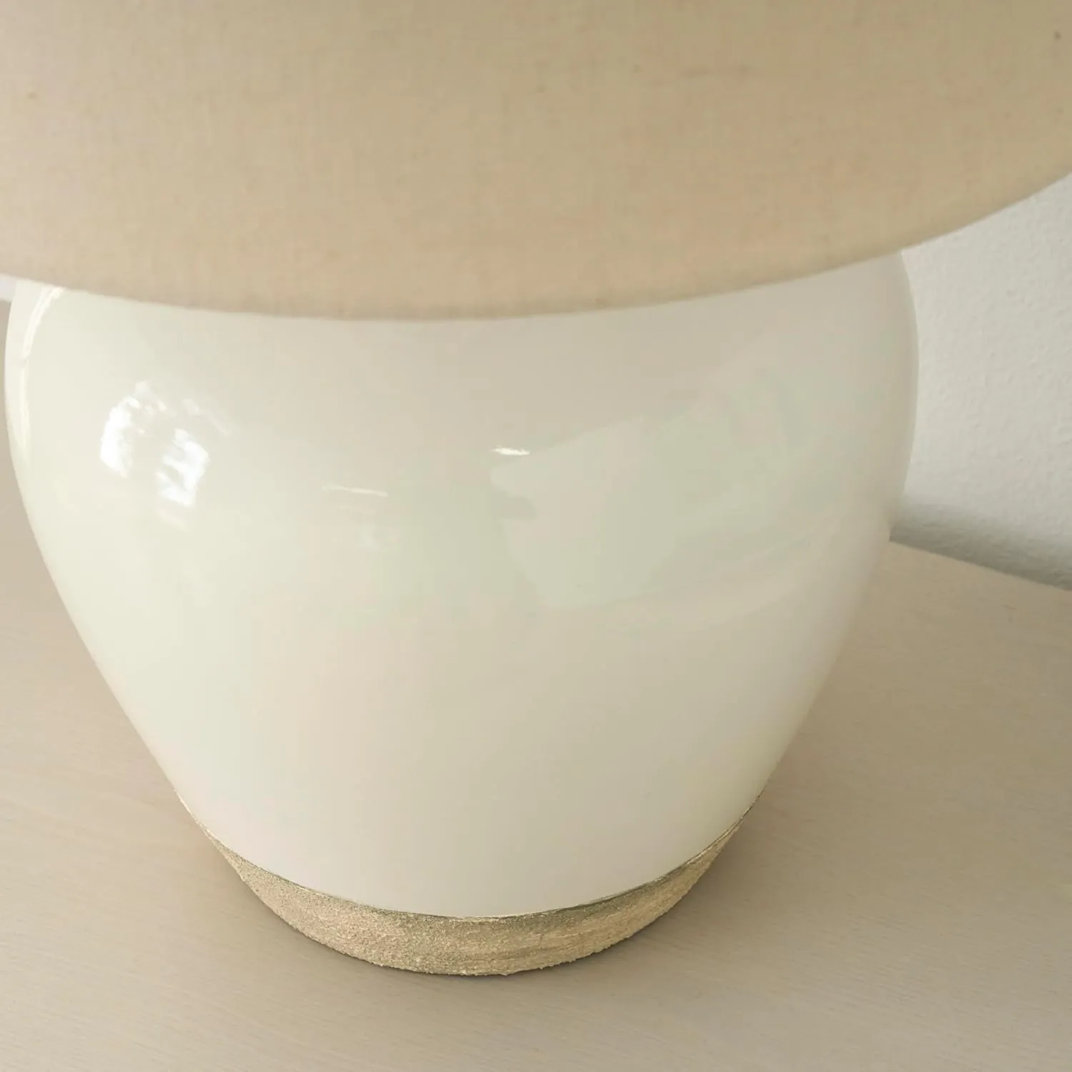 Nourison 20" White/Sand Farmhouse Ceramic Pot Table Lamp for Bedroom, Living Room, Console, Entryway