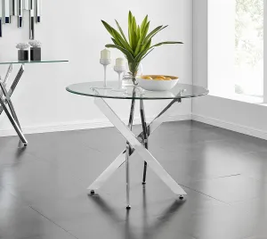 Novara Chrome Round Glass Dining Table