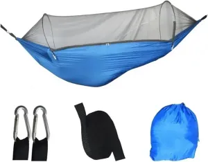 Nylon Parachute Hammock Net Camping Hammock with Mosquito Net Sleeping Tent Hammock Suitable Camping Hammock Outdoor Furniture Garden Terrace Hammock(Style1)