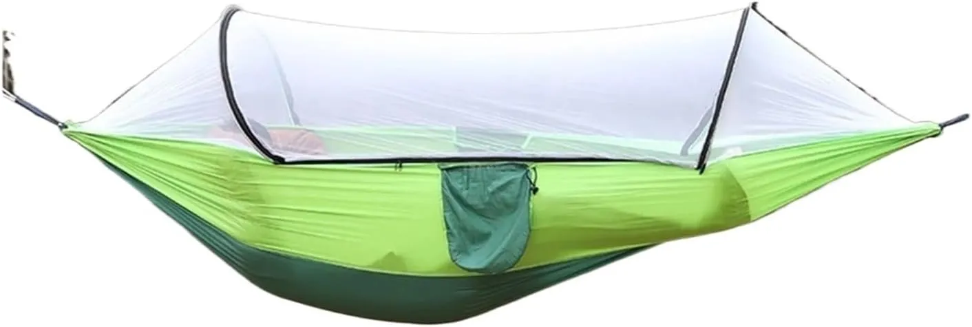 Nylon Parachute Hammock Net Camping Hammock with Mosquito Net Sleeping Tent Hammock Suitable Camping Hammock Outdoor Furniture Garden Terrace Hammock(Style1)