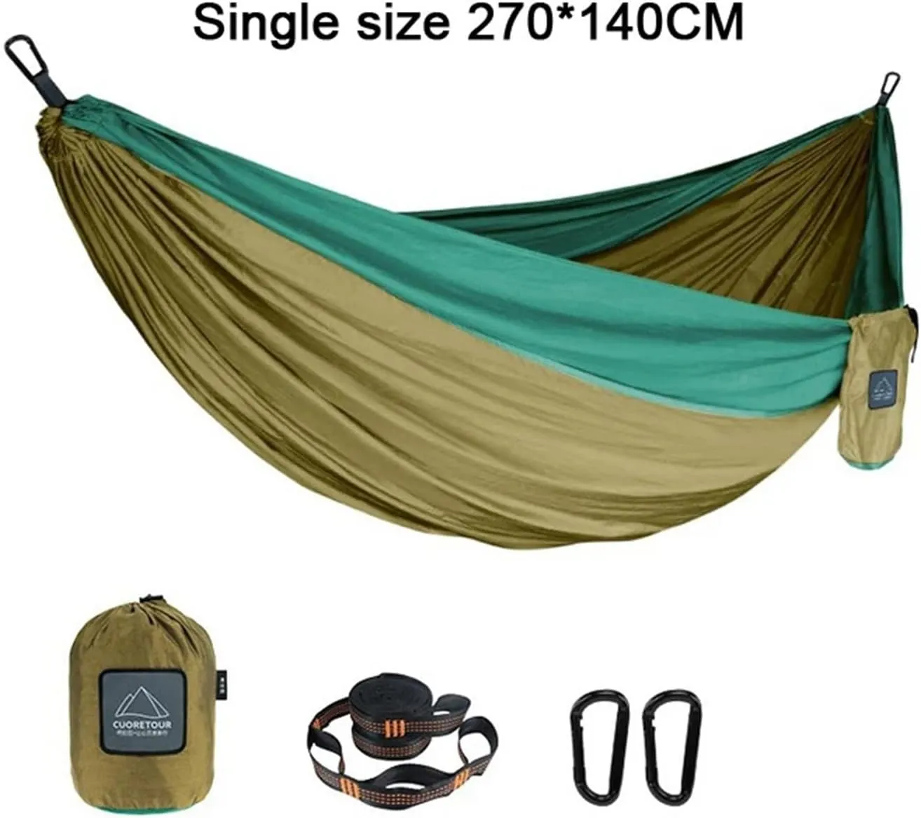 Nylon Parachute Hammock Net Portable Nylon Parachute Fabric Single and Double Size Outdoor Camping Hiking Garden Hammock Terrace Hammock(Model 4,270cmX140cm)