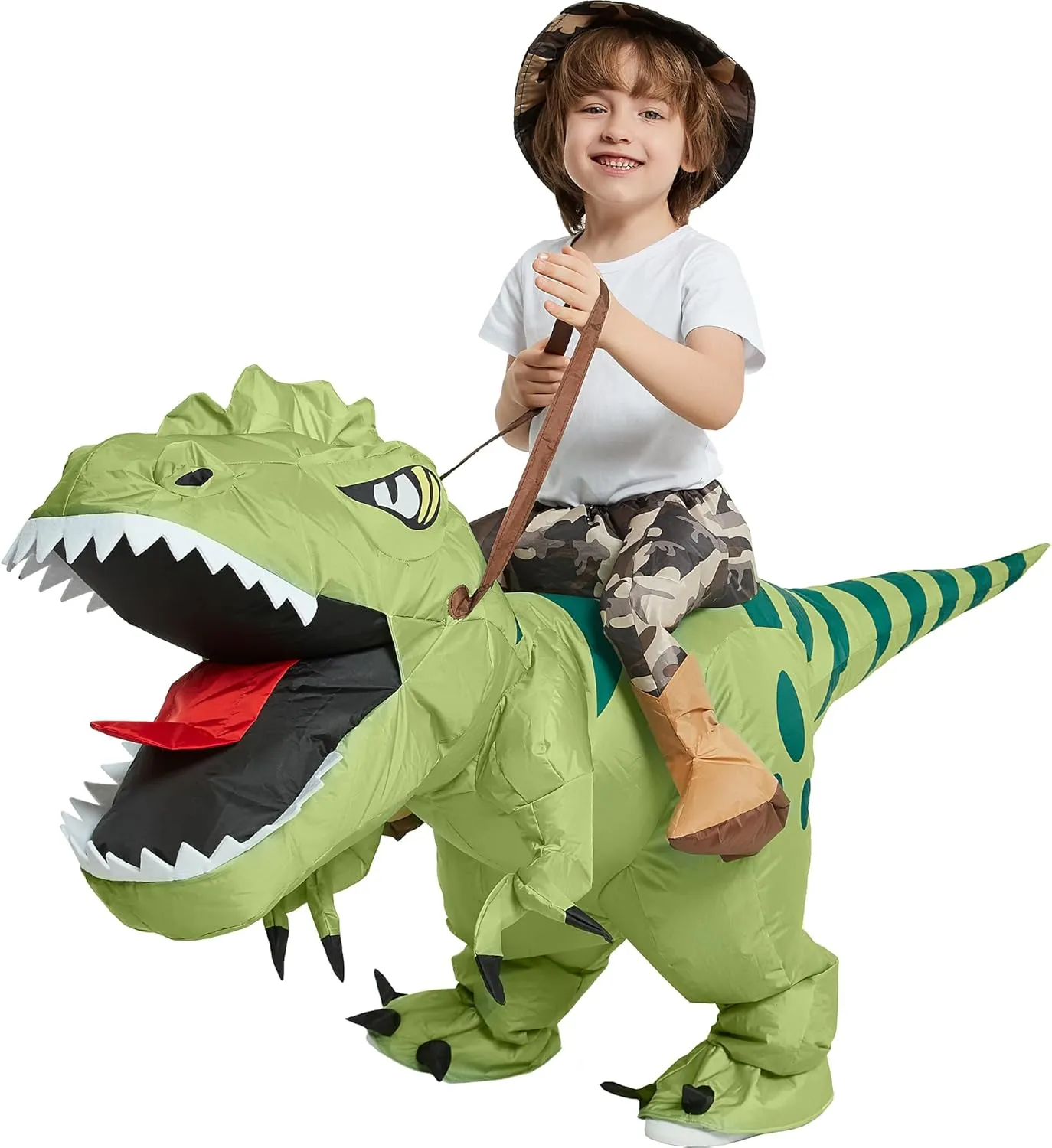 One Casa Inflatable Dinosaur Costume Riding T Rex Air Blow up Funny Fancy Dress Party Halloween Costume for Kids