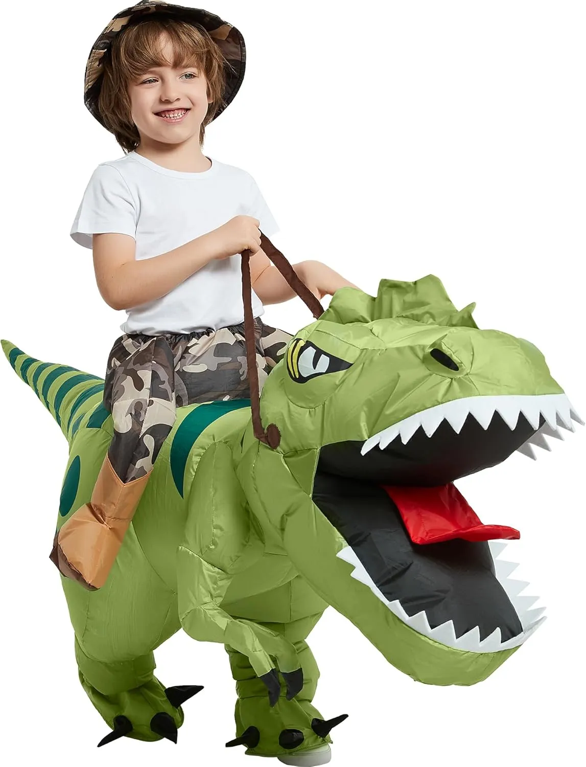 One Casa Inflatable Dinosaur Costume Riding T Rex Air Blow up Funny Fancy Dress Party Halloween Costume for Kids