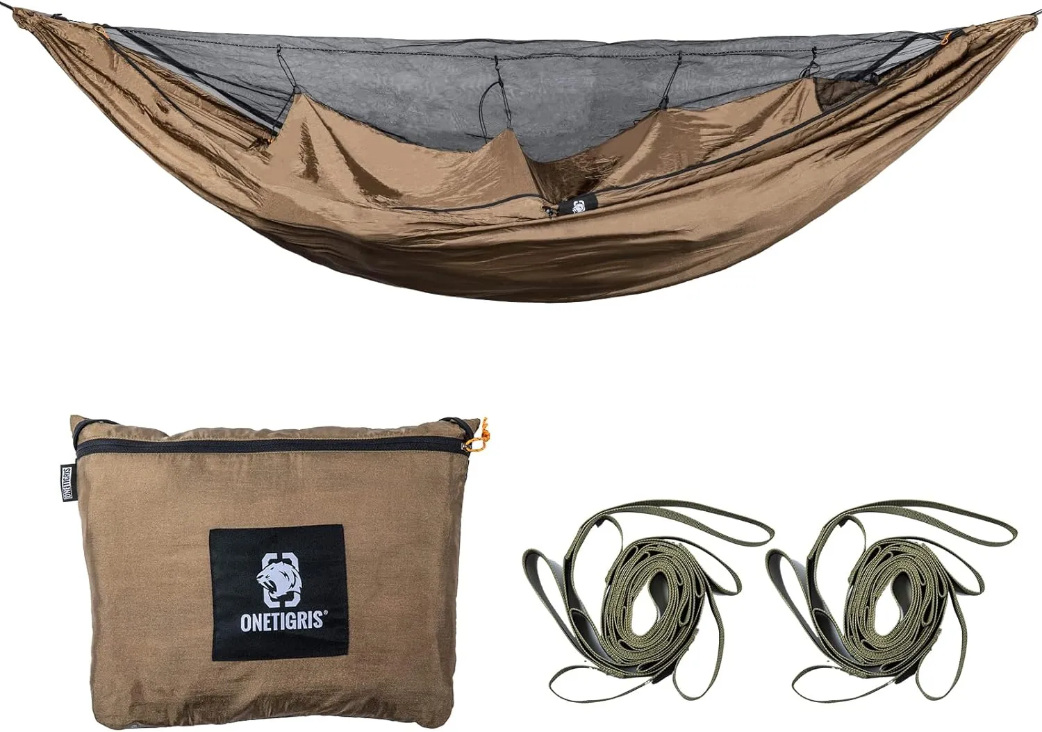 OneTigris KOMPOUND Camping Hammock with Net, Lightweight Portable Hammock with Warm Internal Cover & Tree Friendly Straps for Backpacking, Camping, Hiking, Travel, Beach, Backyard