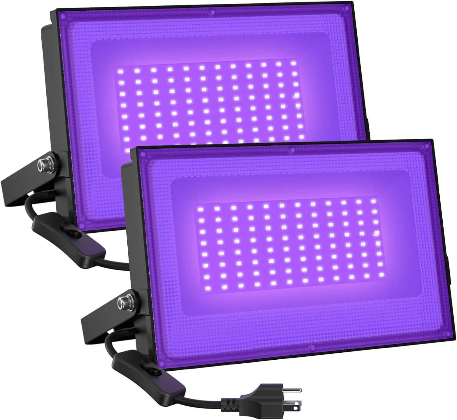 Onforu 2 Pack 60W LED Black Lights, Blacklight Flood Light with Plug, IP66 Waterproof Black Lights for Dance Party, Glow in The Dark, Halloween, Body Paint, Fluorescent Poster, Neon Glow