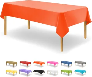Orange Tablecloth Plastic for Rectangle Tables (12 Pack) Premium Plastic Table Cloths for Parties & Weddings, Indoors/Outdoors, 54"x108" inches