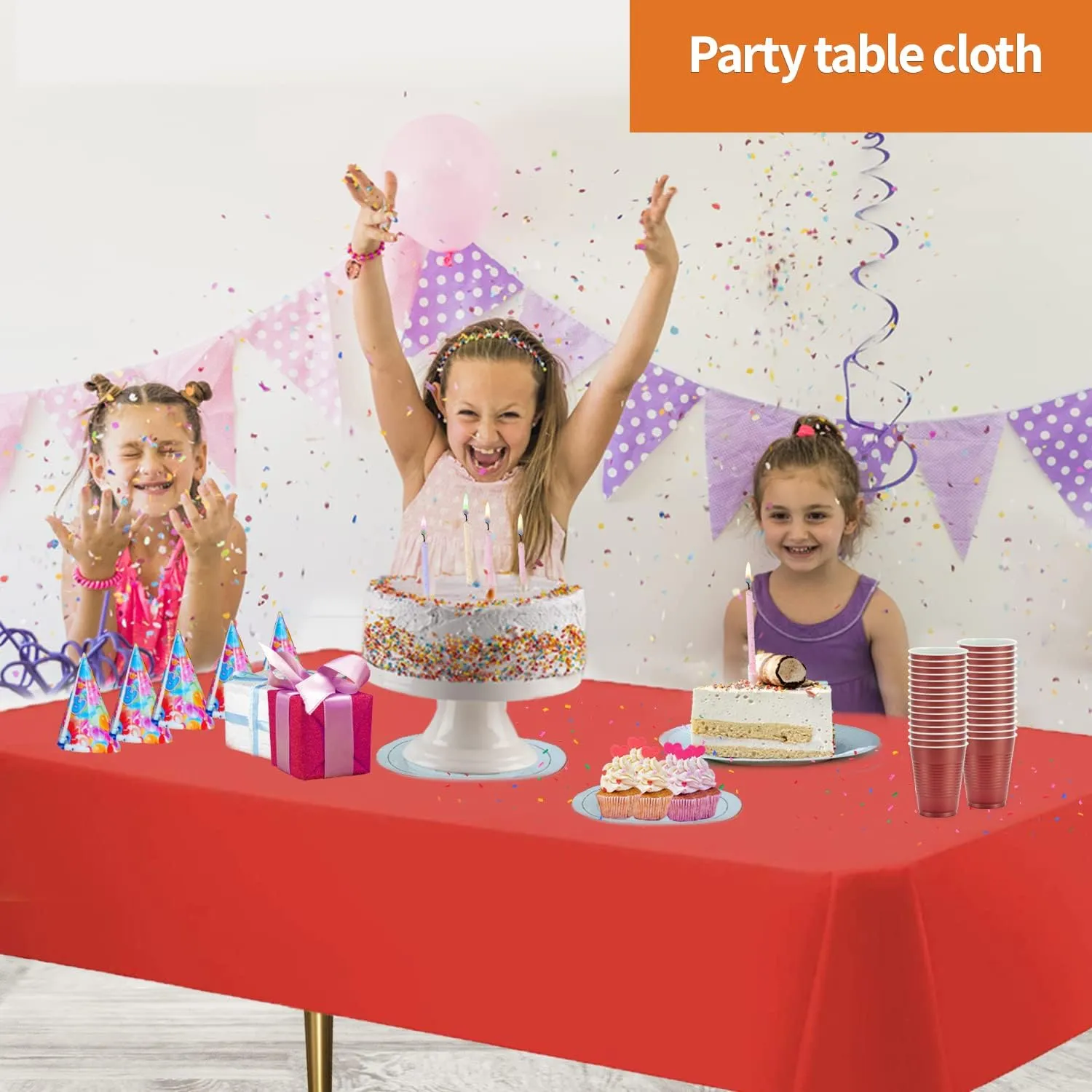 Orange Tablecloth Plastic for Rectangle Tables (12 Pack) Premium Plastic Table Cloths for Parties & Weddings, Indoors/Outdoors, 54"x108" inches