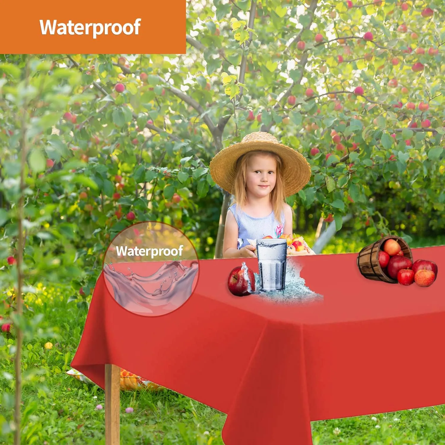 Orange Tablecloth Plastic for Rectangle Tables (12 Pack) Premium Plastic Table Cloths for Parties & Weddings, Indoors/Outdoors, 54"x108" inches