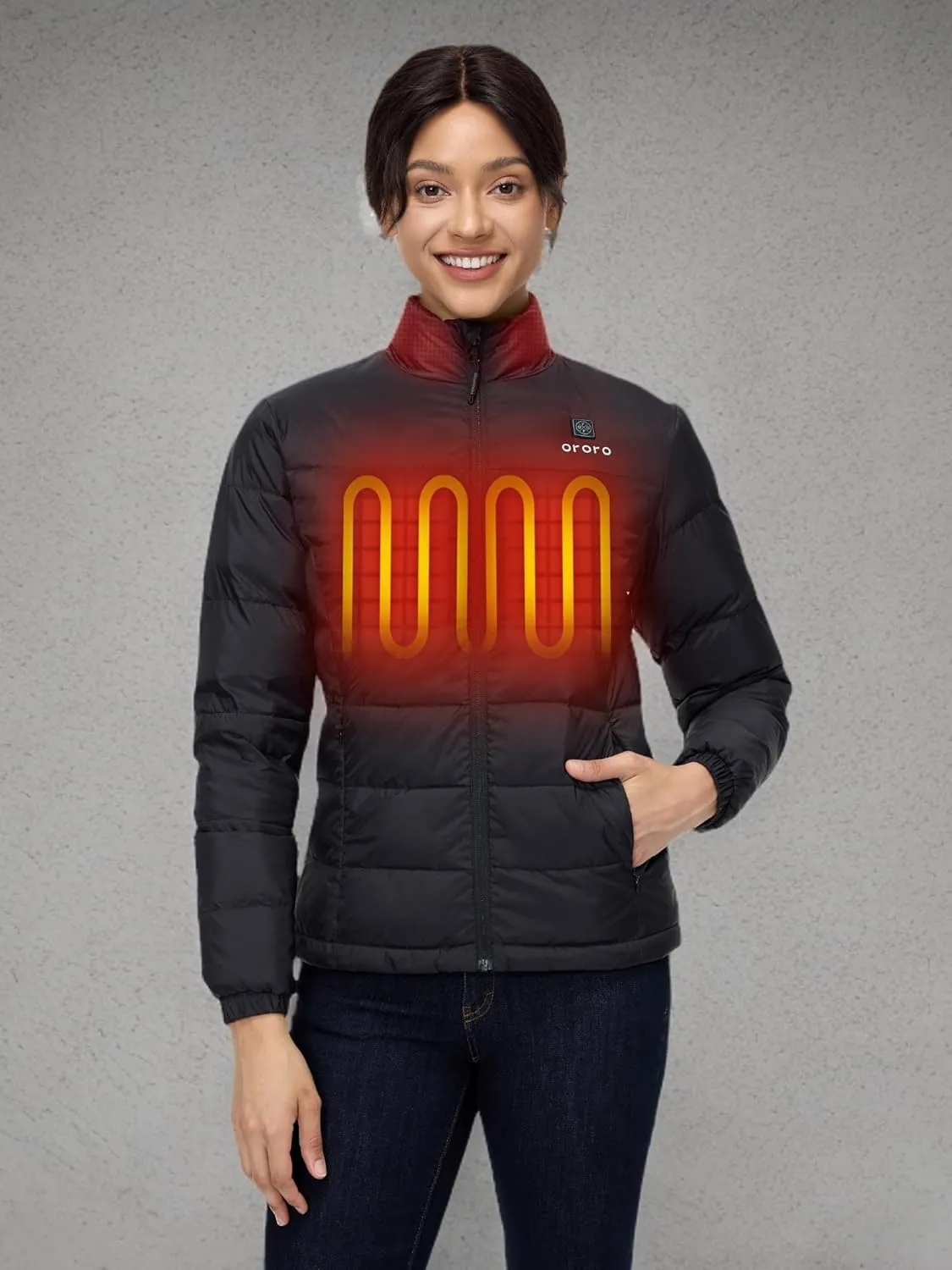 ORORO Women's Heated Puffer Jacket with 4 Heat Zones, Lightweight Heated Coat (Charger Not Included)