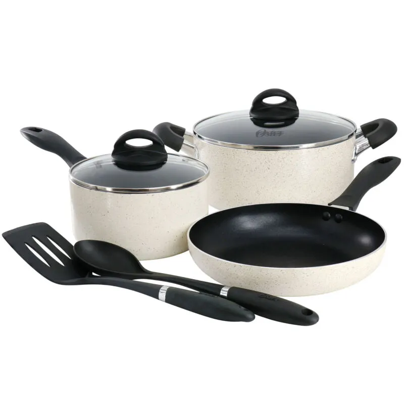 Oster Clairborne 7 Piece Nonstick Aluminum Cookware and Kitchen Tool Set in Line
