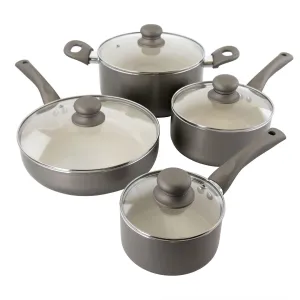 Oster Newcrest 8 Piece Ceramic Nonstick Aluminum Cookware Set with Soft Grip Han