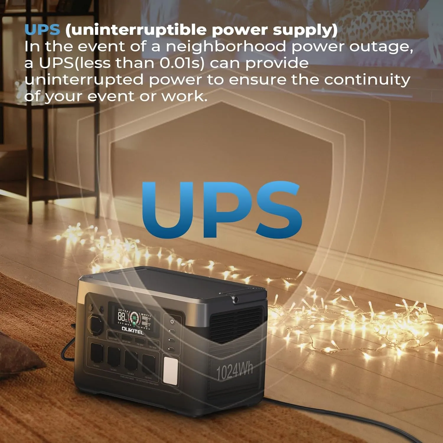 OUKITEL P1000 Plus 1800W Power Station with 200W Solar Panel, 1024Wh Solar Generator with 4 AC Outlets (3600W Peak), 1200W Fast Charging, APP Control Battery Backup for Home, Camping & RVs