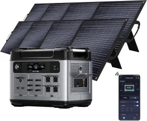 OUKITEL P2001 Plus 2400W Solar Generator with 2x200W Solar Panels, 2048Wh Solar power station, 1800W Fast Charging, Smart APP Control Emergency Power Station for Home, Camping, Outdoor Battery Backup1