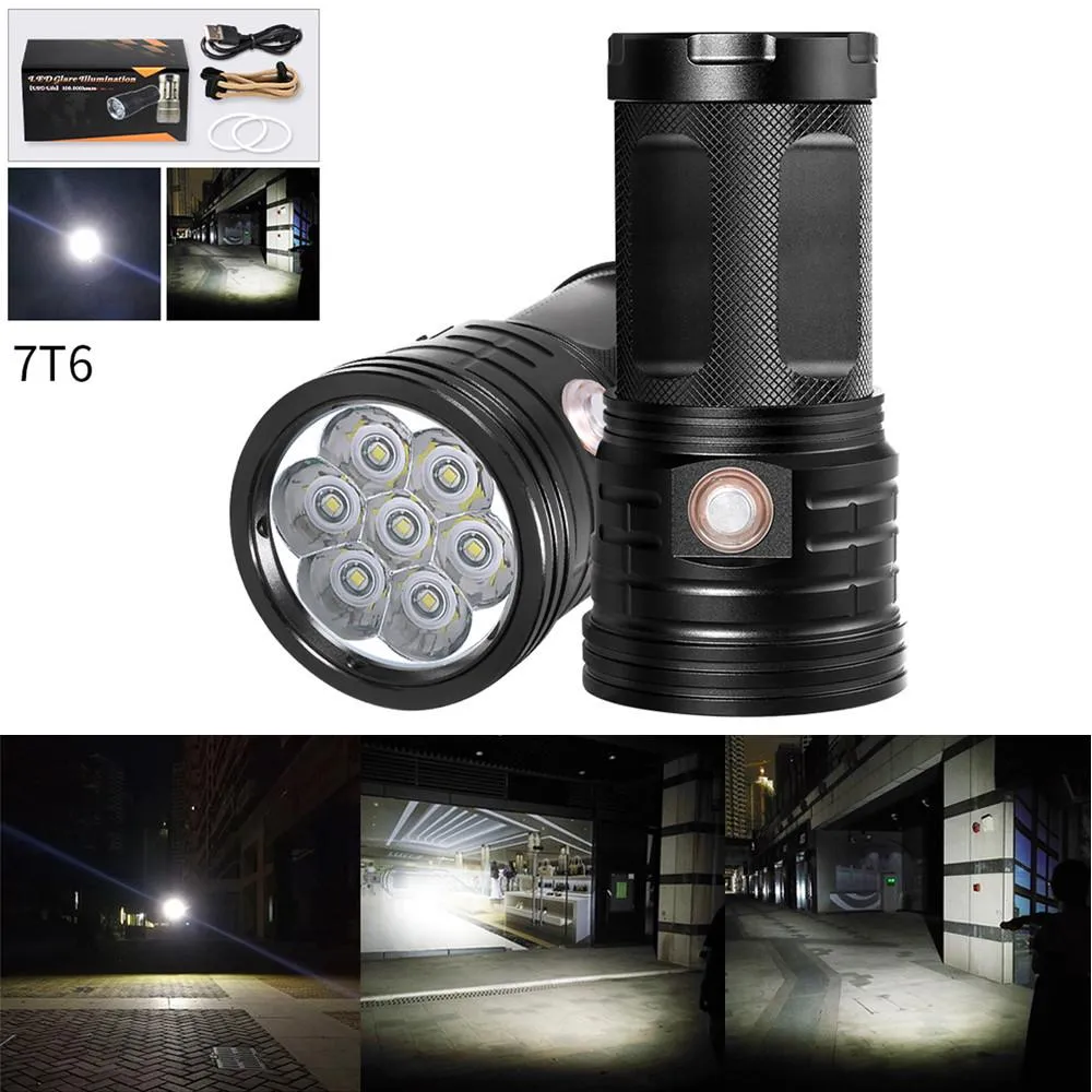 Outdoor 7X T6 LED 3 Modes Flashlight Pro LED Flashlight Torch Lamp 18650 Waterproof Led Bike Light Front Lamp #3O30