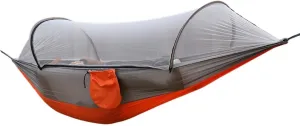 Outdoor Camping Anti-flip Nylon Hammock with Mosquito net Single Double Automatic Quick unfolding Jackstay Mosquito net Hammock, 1, Orange and Gray