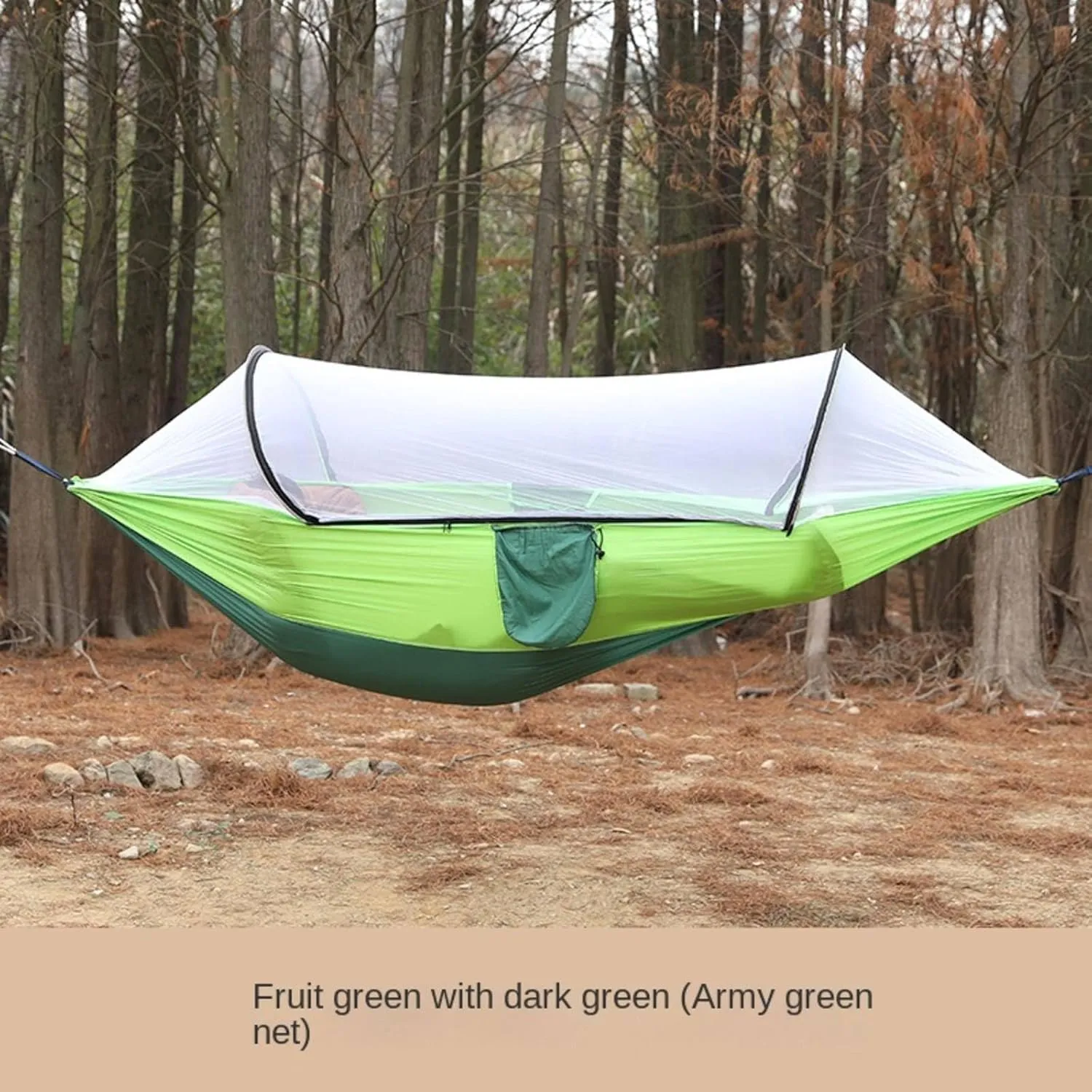 Outdoor Camping Anti-flip Nylon Hammock with Mosquito net Single Double Automatic Quick unfolding Jackstay Mosquito net Hammock, 1, Orange and Gray