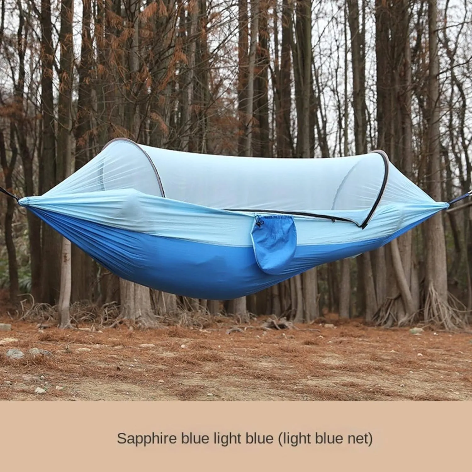 Outdoor Camping Anti-flip Nylon Hammock with Mosquito net Single Double Automatic Quick unfolding Jackstay Mosquito net Hammock, 1, Orange and Gray