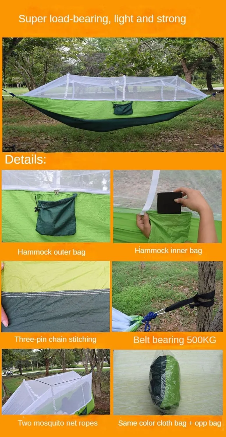Outdoor Camping Hammock Portable Hammock for Camping, Camping Furniture, Indoor Dormitory and Outdoor Patio (Blue with Orchid)