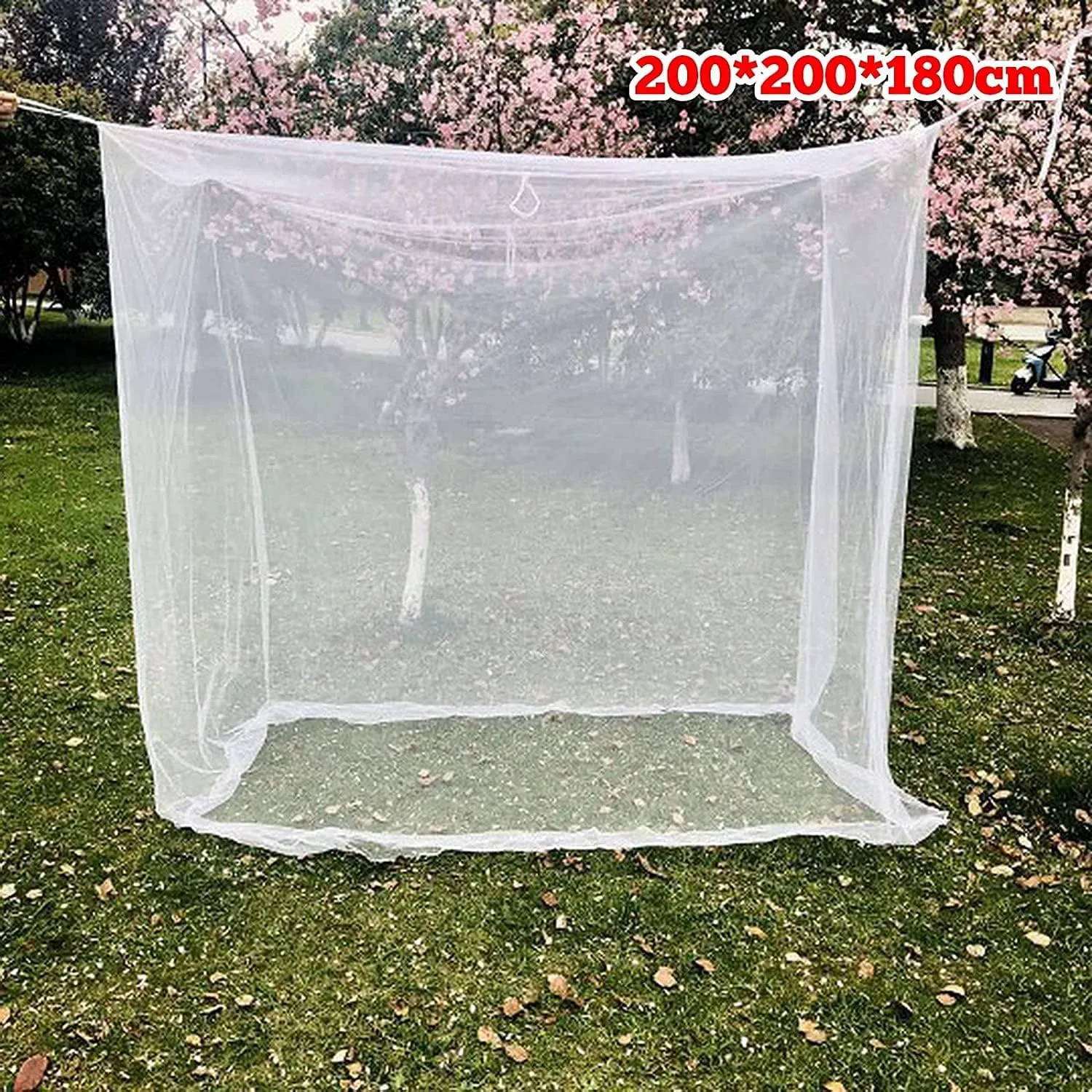 Outdoor Camping Mosquito Net, Large Size White Mesh Insect Netting with Storage Bag for Camping, Picnic, Outdoor Trips (No-Opening 83"x79"x71")