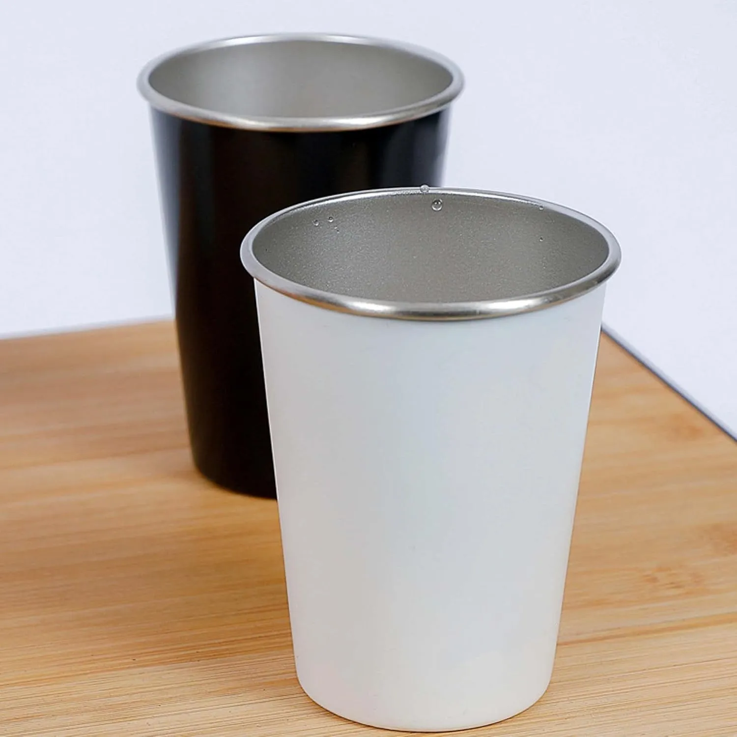 Outdoor camping portable stainless steel beer mug teacup four-piece set(Beige)