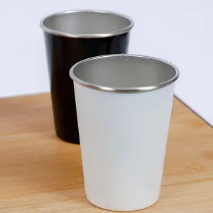 Outdoor camping portable stainless steel beer mug teacup four-piece set(Beige)