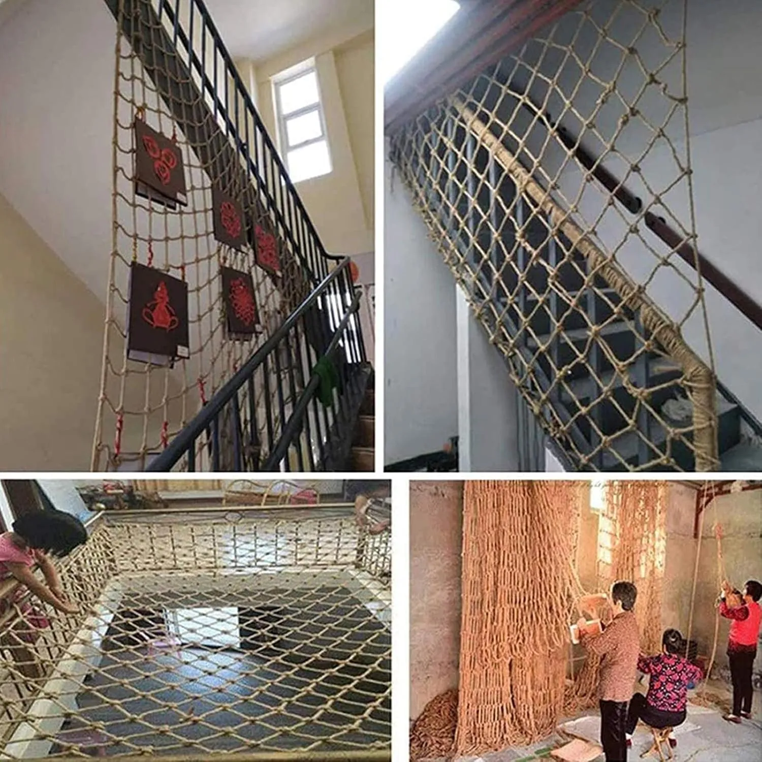 Outdoor Climbing Net for Kids and Adults, Tree House Climbing Safety Net，Climbing Cargo net，Balcony Stair Playground Protection Net，Heavy Duty Backyards Rope Hammock