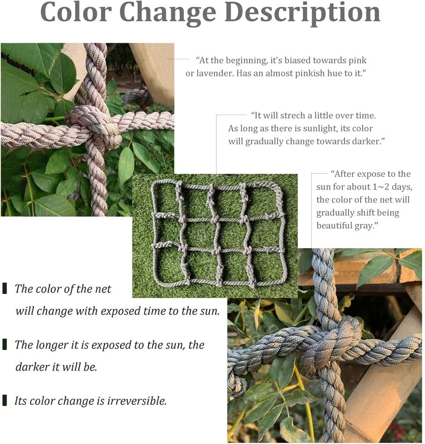 Outdoor Climbing Net for Kids and Adults, Tree House Climbing Safety Net，Climbing Cargo net，Balcony Stair Playground Protection Net，Heavy Duty Backyards Rope Hammock