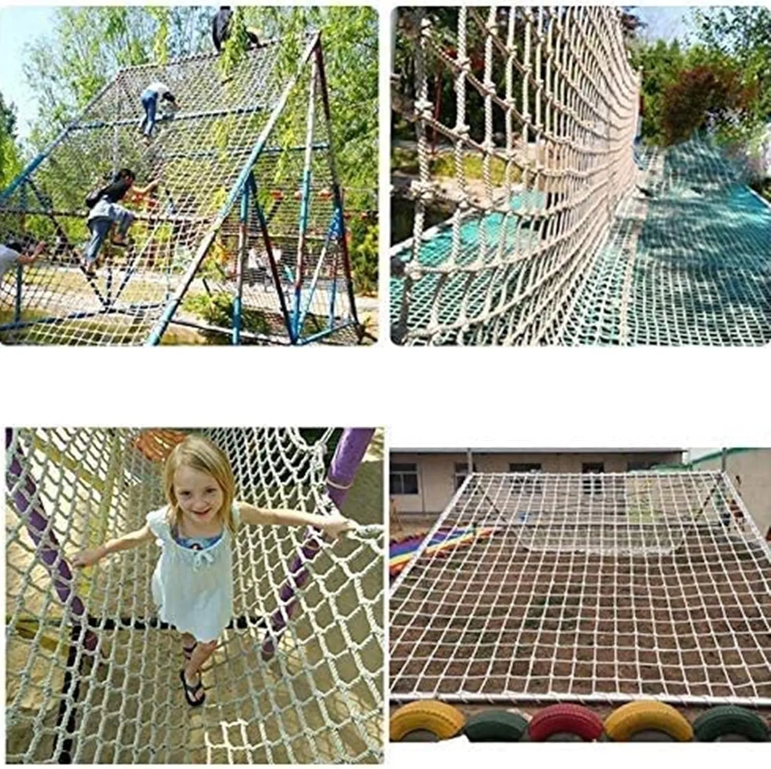 Outdoor Climbing Nets for Kids/Adults, Backyard Playground Safety Nets, Rope Ladder Climbing Cargo Nets, Tree House Accessories, Balcony Railing Protection,3 * 10ft
