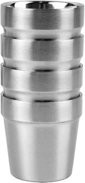 Outdoor Double Wall Water Cup Four-Piece Set 304 Stainless Steel Portable Coffee Cup