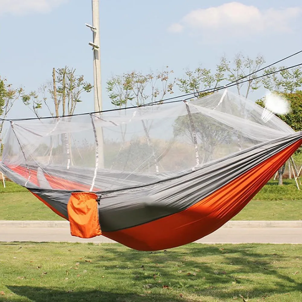 Outdoor Hammock with Anti-Tip and Tear-Resistant Design - Detachable Mosquito Net, Spacious for Double Comfort