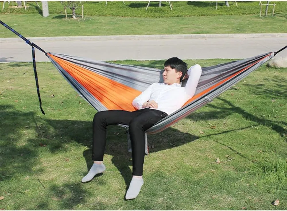Outdoor Hammock with Anti-Tip and Tear-Resistant Design - Detachable Mosquito Net, Spacious for Double Comfort