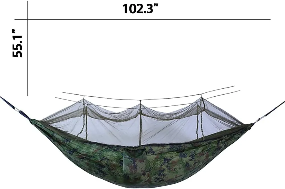 Outdoor Hammock with Anti-Tip and Tear-Resistant Design - Detachable Mosquito Net, Spacious for Double Comfort