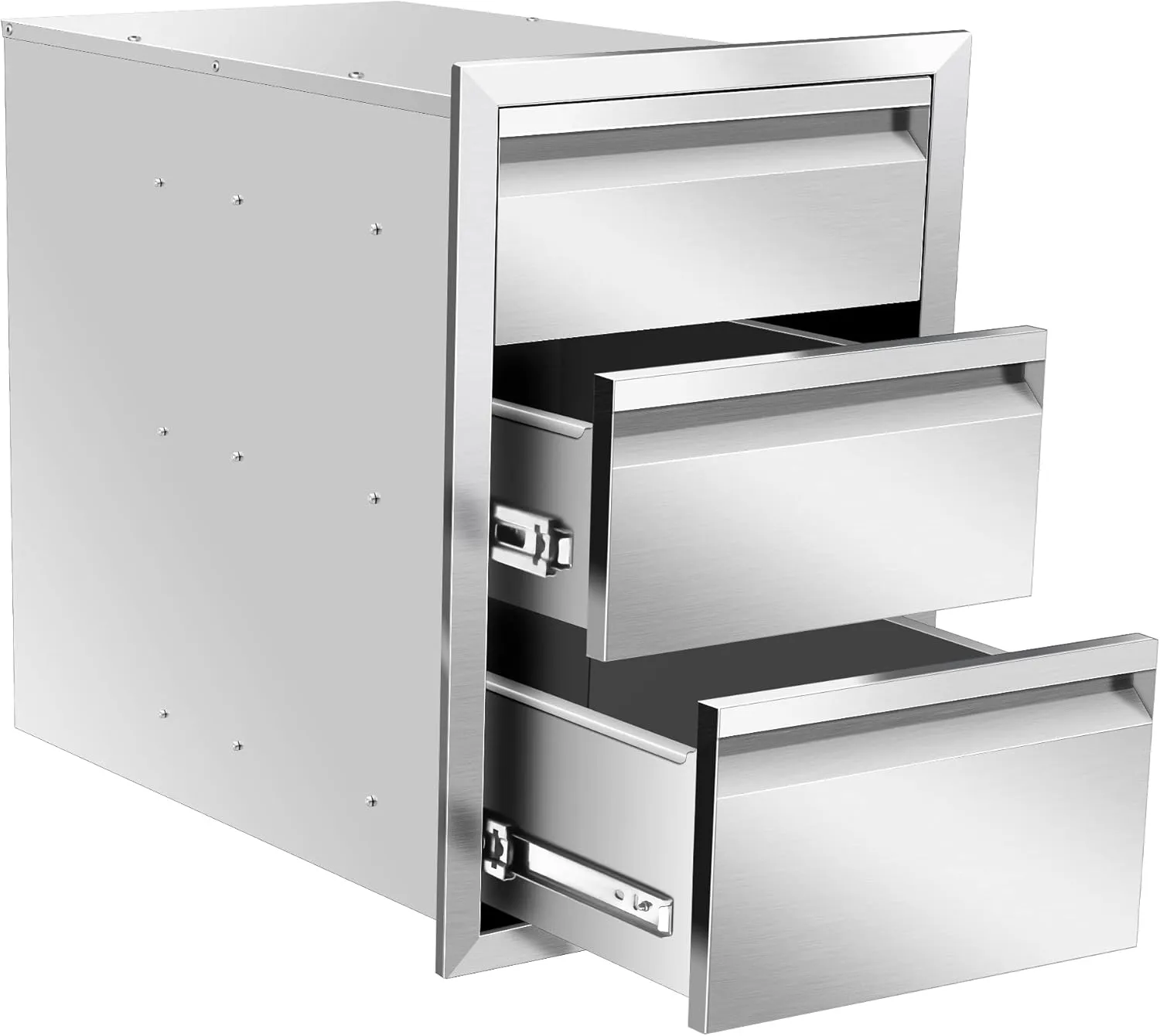 Outdoor Kitchen Drawers 18" W x 24" H x 23" D Inch Stainless Steel Flush Mount BBQ Triple Drawers for Outdoor Kitchen Island, or Patio Grill Station