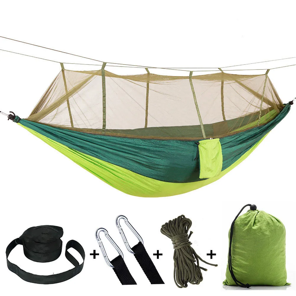 Outdoor mosquito net hammock camping with mosquito net ultra light nylon double army green camping air tent