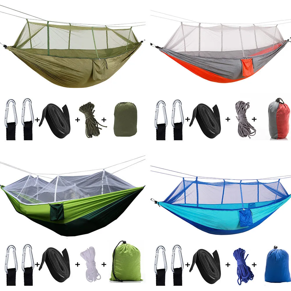 Outdoor mosquito net hammock camping with mosquito net ultra light nylon double army green camping air tent