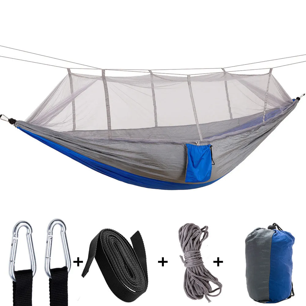 Outdoor mosquito net hammock camping with mosquito net ultra light nylon double army green camping air tent