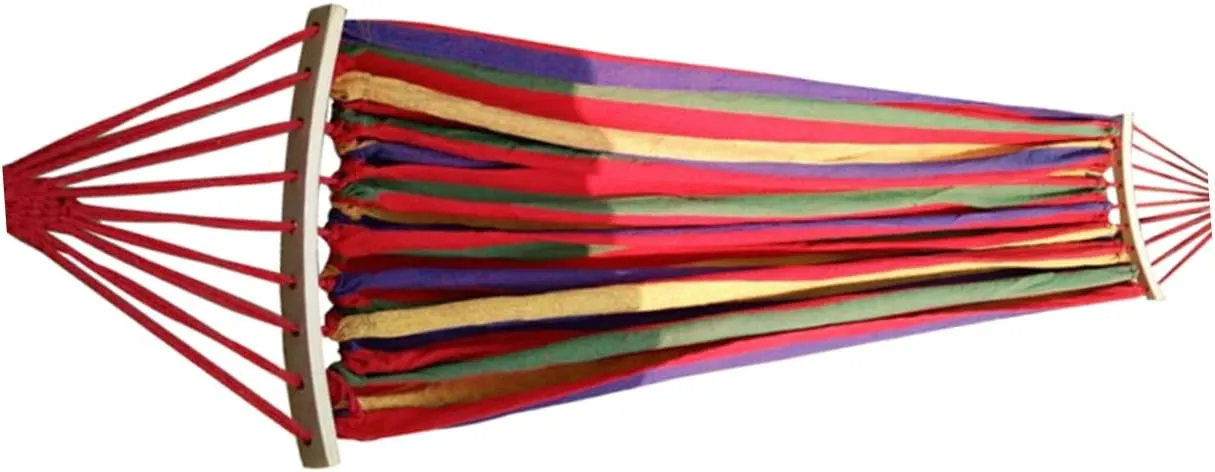 Outdoor Rollover Hammock with Wooden Sticks Parachute Cloth Swing Bed for Camping Indoor and Dormitory Use Portable and Easy to Fold Red