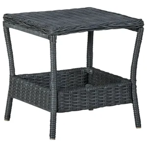 Outdoor Side Table Garden Patio Porch End Table with Storage PE Rattan