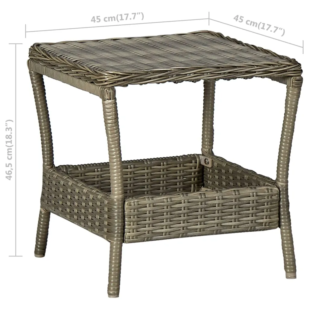Outdoor Side Table Garden Patio Porch End Table with Storage PE Rattan