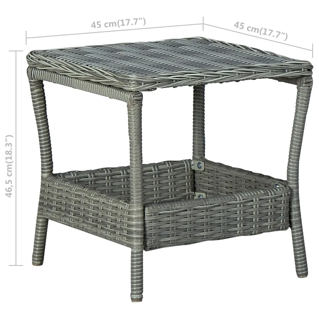 Outdoor Side Table Garden Patio Porch End Table with Storage PE Rattan